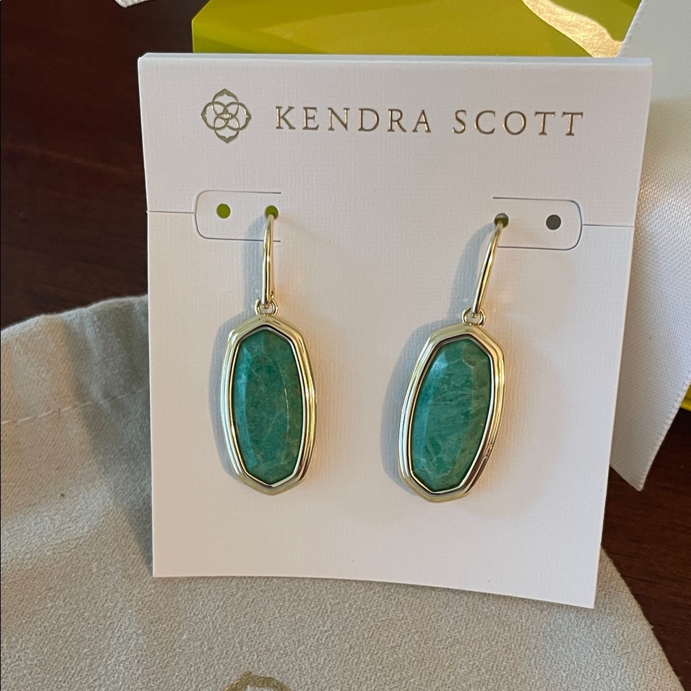 Kendra Scott Framed Dani Drop Earrings in Sea Green Chrysocolla - Picture 3 of 5